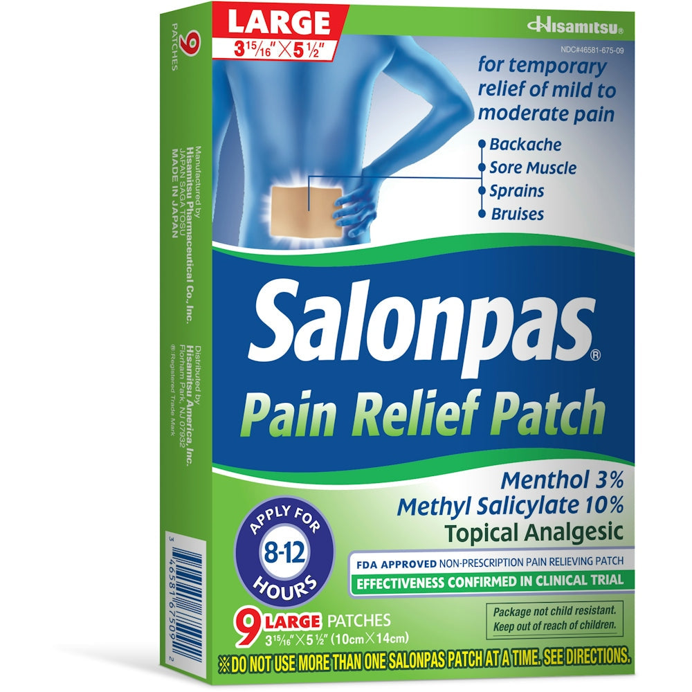 Salonpas Large Pain Relief Patches - Value Pack of 9