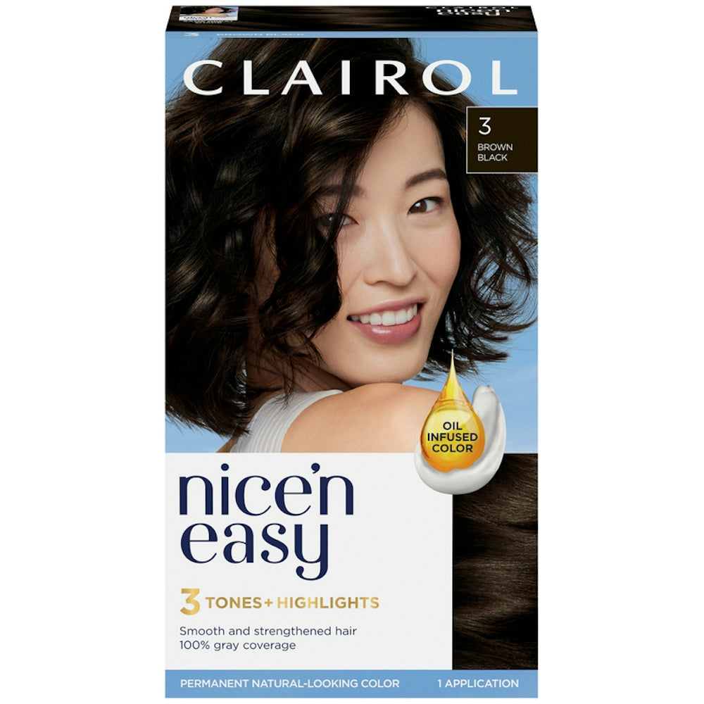 Clairol Nice'n Easy Permanent Hair Color, #3 Brown Black