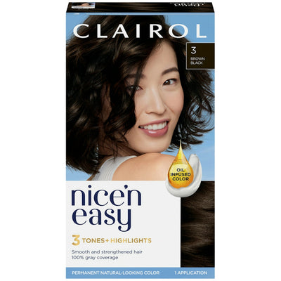 Clairol Nice'n Easy Permanent Hair Color, #3 Brown Black