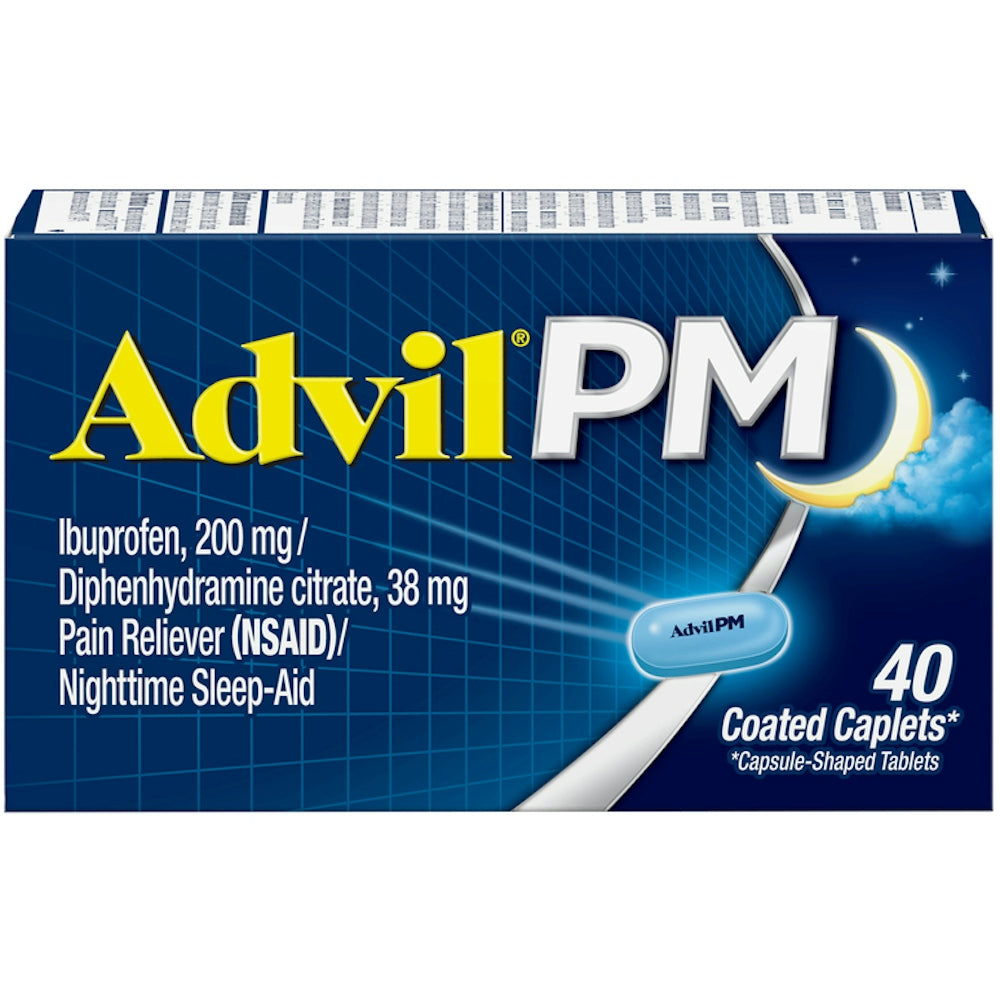 Advil PM Alivio del Dolor y Ayuda para Dormir Nocturna - 40 Comprimidos Recubiertos