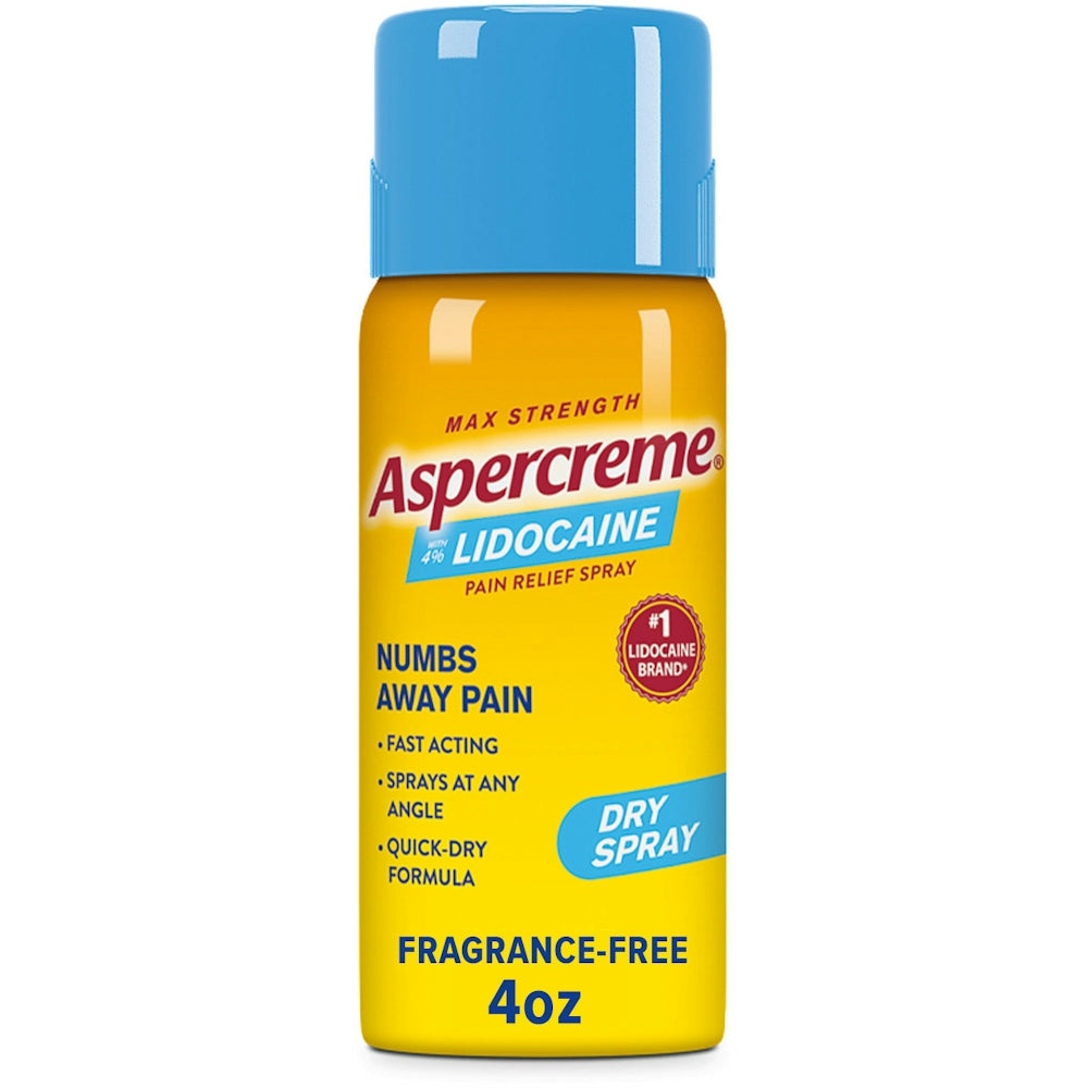 Aspercreme Spray de Alivio del Dolor con Lidocaína Máxima Fuerza Sin Olor - 4 Oz