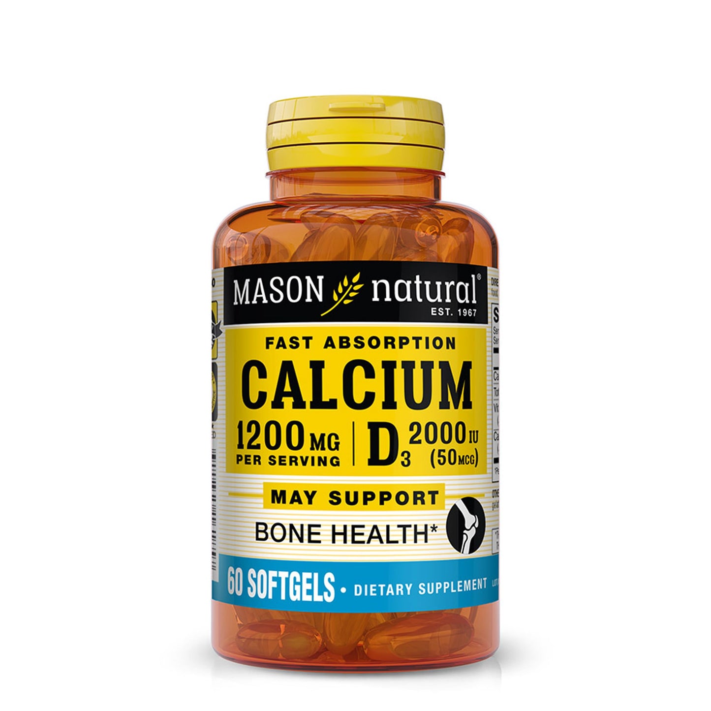 Mason Natural Calcio Líquido 1200 Mg con D3 2000 IU Softgels