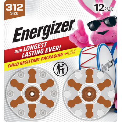 Energizer Size 312 Hearing Aid Batteries - Long-Lasting Power, 8 Count
