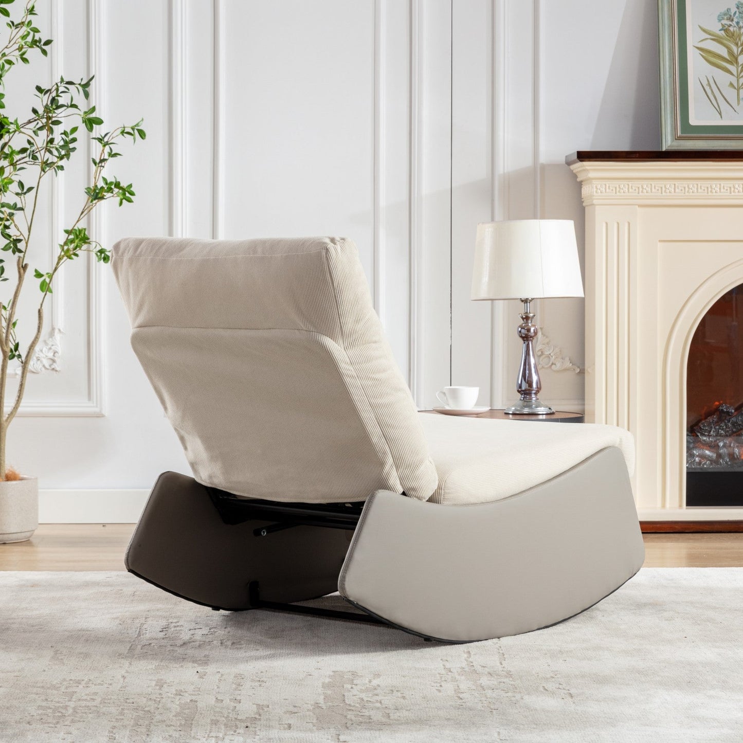 Modern rocking chair recliner, comfortable cushioned recliner with footstool, gray - Korvel