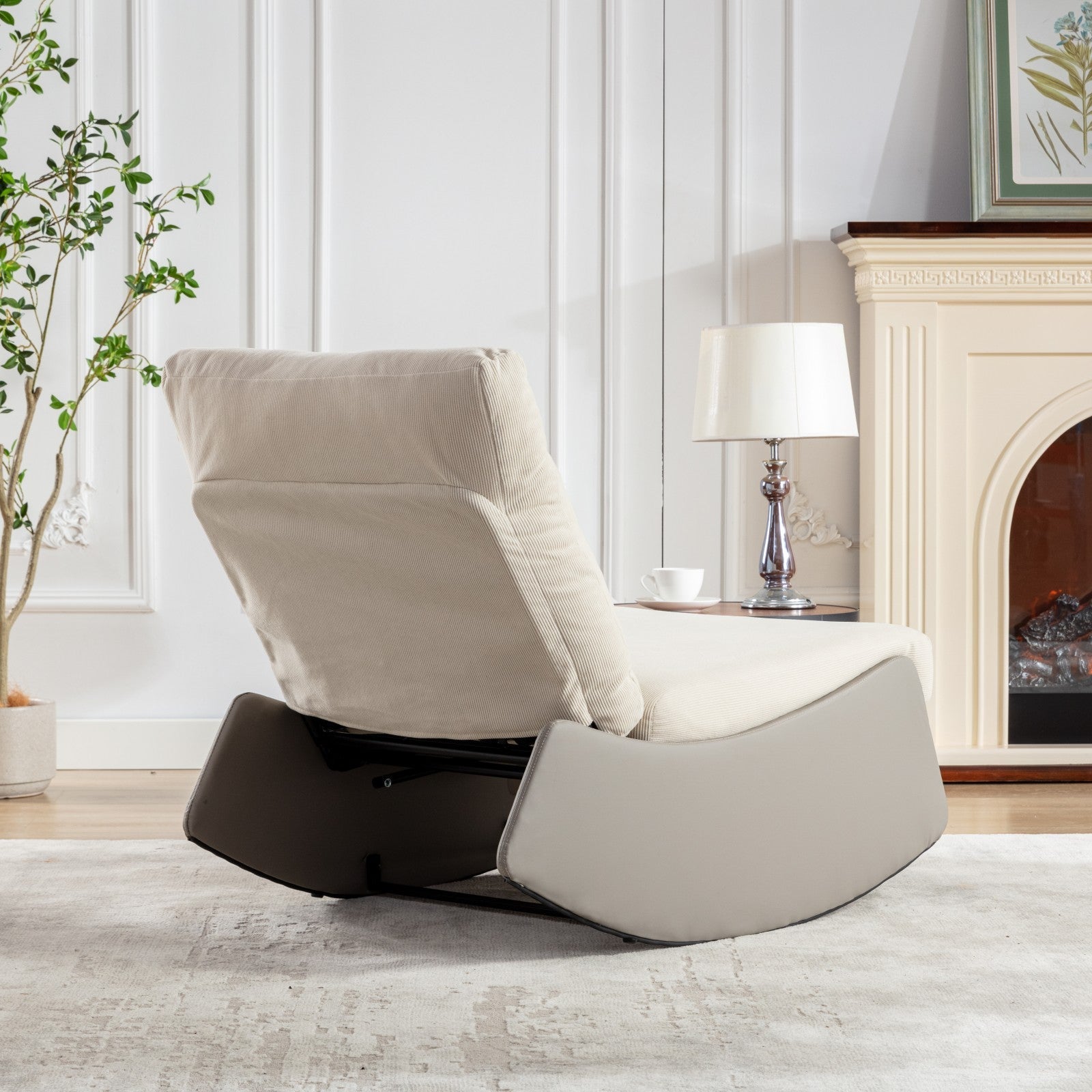 Modern rocking chair recliner, comfortable cushioned recliner with footstool, gray - Korvel