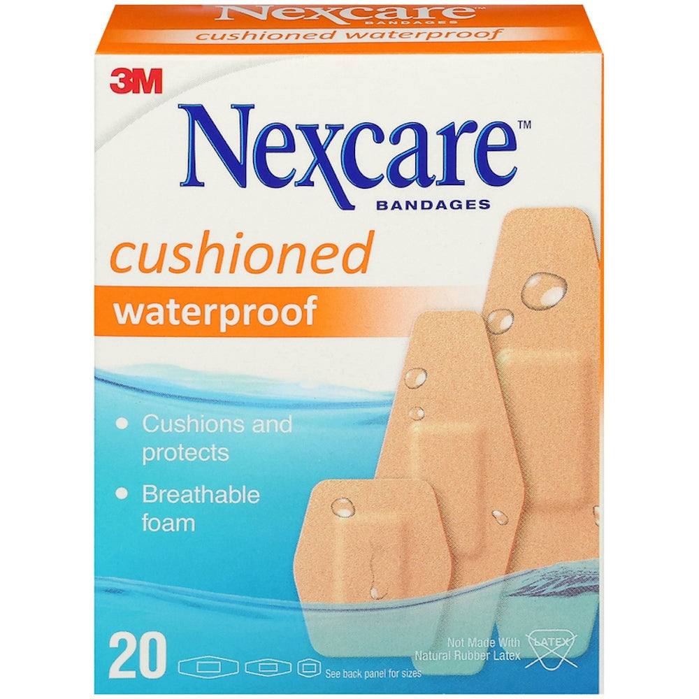 Nexcare Cushioned Foam Waterproof Bandages - Assorted Pack of 20