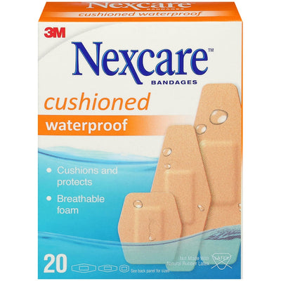 Nexcare Cushioned Foam Waterproof Bandages - Assorted Pack of 20