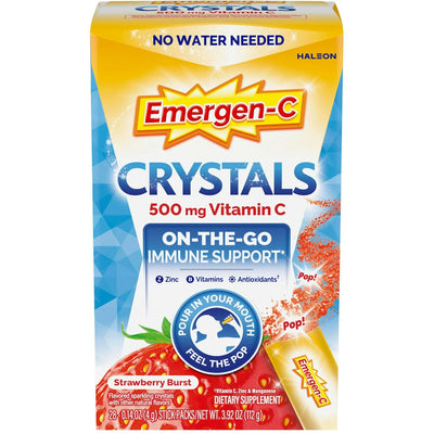 Emergen-C Immune Support Vitamin C Crystals, Strawberry Burst - 28 Pack