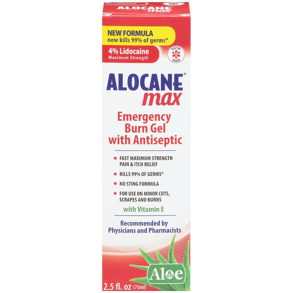 Gel d'urgence Alocane pour brûlures, Force maximale 2,5 oz