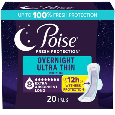 Poise Ultra-Thin Overnight Pads with Wings