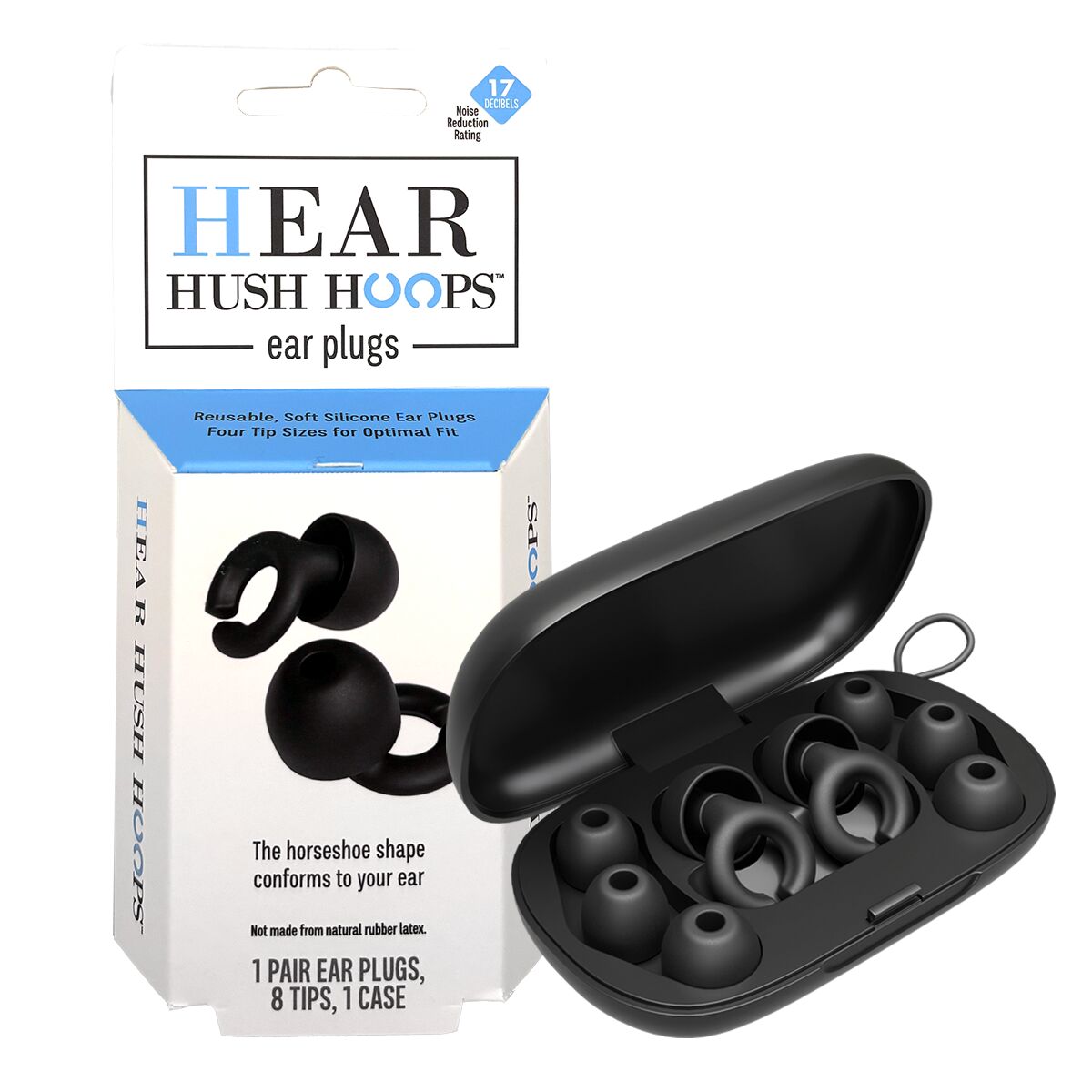 Tapones para los oídos Hear Hush Hoops - Negro