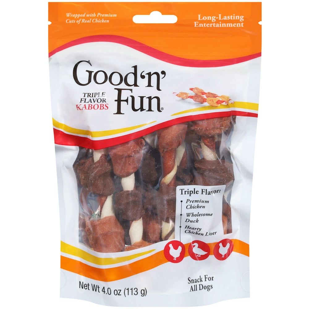 Good 'n' Fun Kabobs Triple Saveur pour Chiens - 113 Grammes