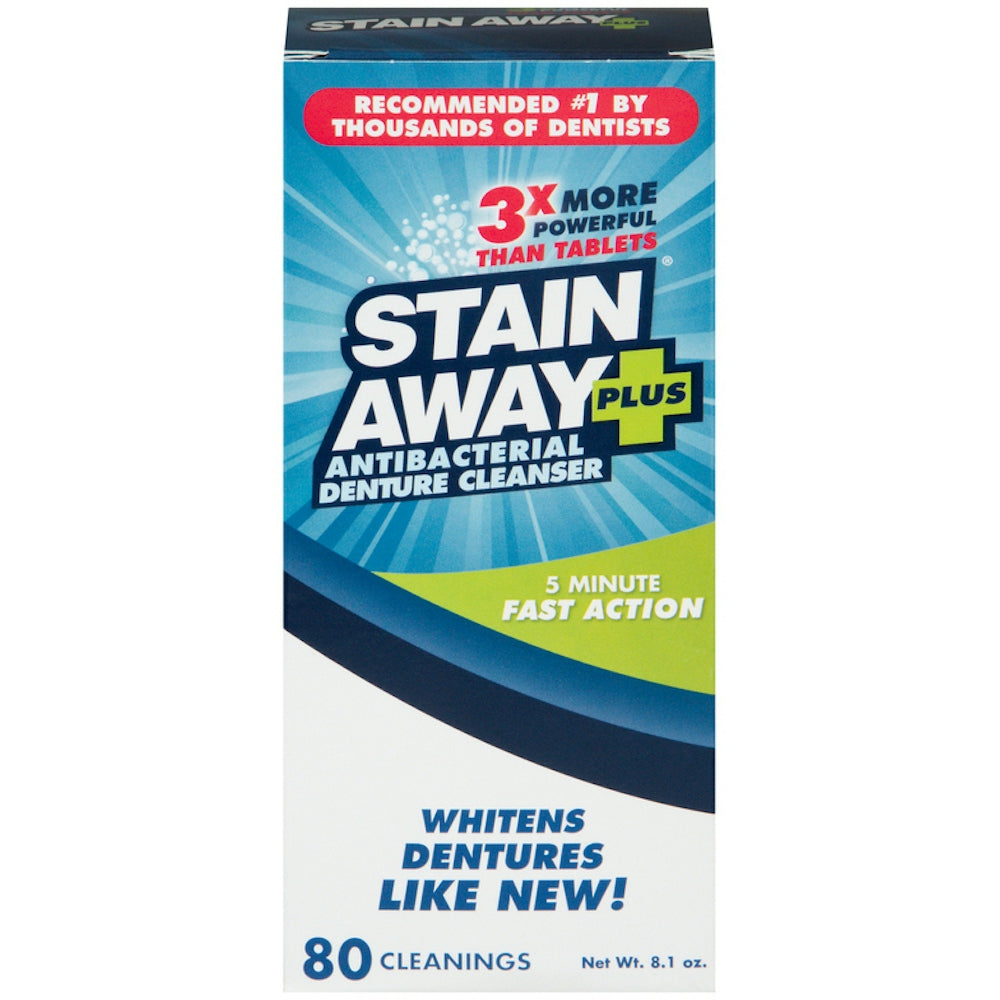 Limpiador de Dentaduras Stain Away Plus, Fuerza Profesional - 8 Oz