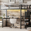 Twin XL Metal Loft Bed with L-shaped Desk and USB