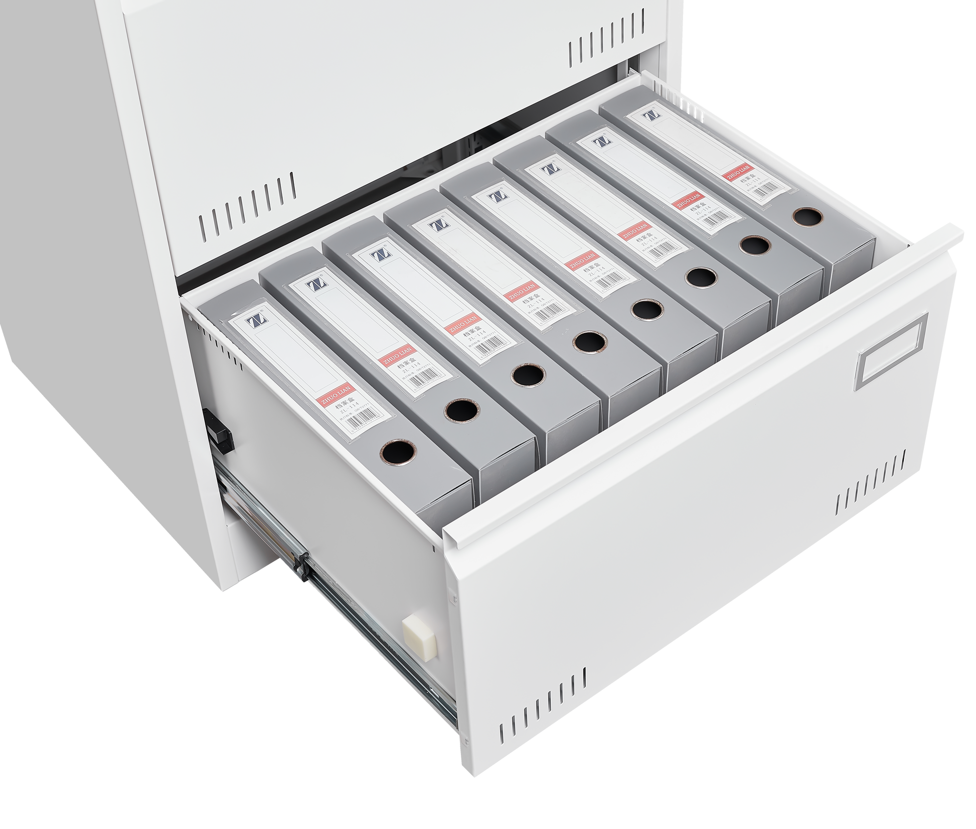 Horizontal file cabinet, 2 drawers, white file cabinet with lock, metal file cabinet with lock, 3 drawers, legal office cabinet - Korvel