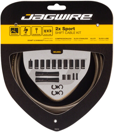 Jagwire 2x Sport Shift Cable Kit - SRAM/Shimano - Carbon Silver