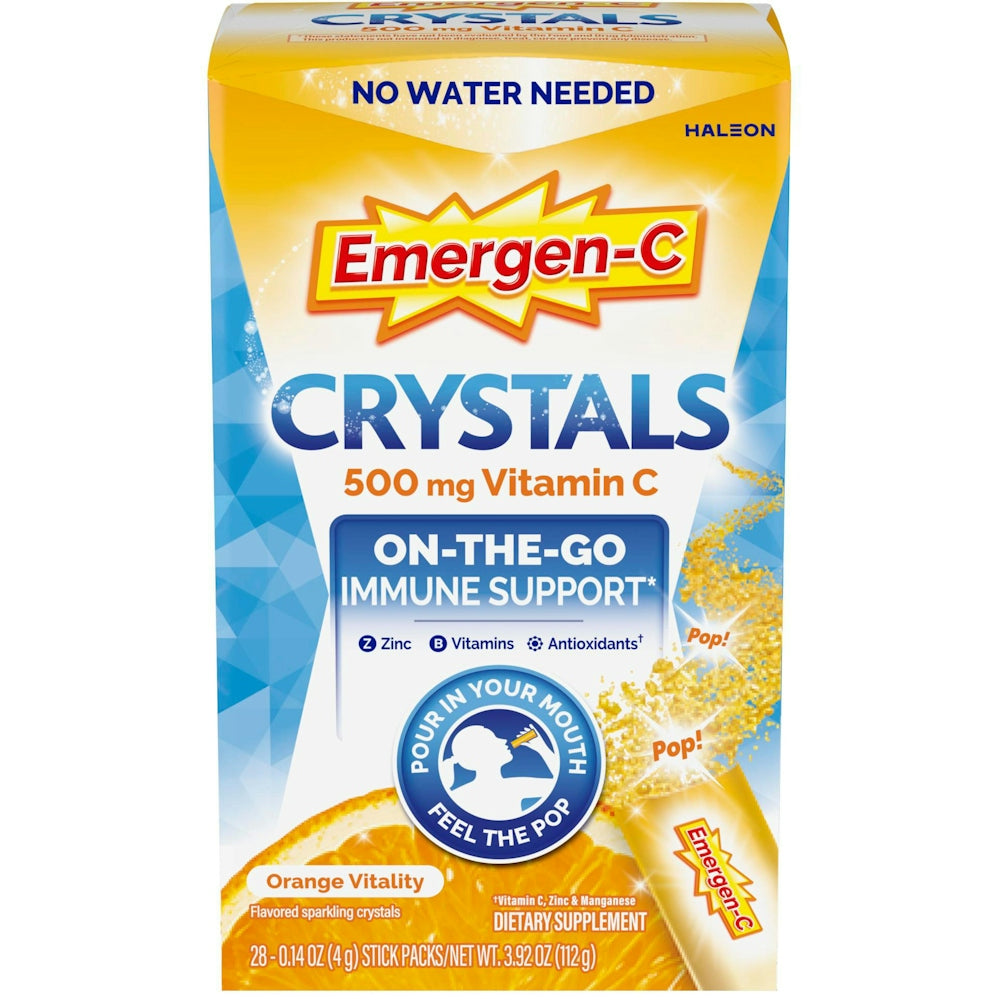 Cristales de Vitamina C Emergen-C para el Apoyo Inmunológico - Vitalidad Naranja 28Ct