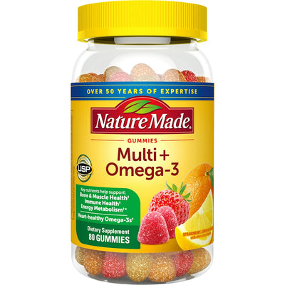 Nature Made Multivitamin + Omega-3 Gummies - Strawberry, Lemon & Orange