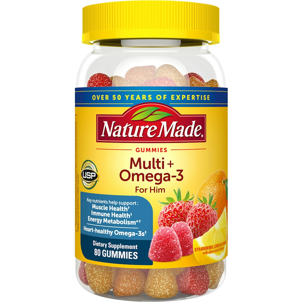 Nature Made Multi Pour Lui + Gélules Omega-3 - Fraise, Citron et Orange