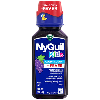 Vicks NyQuil Kids Cold & Cough + Fever – Grape Flavor (8 Fl Oz)