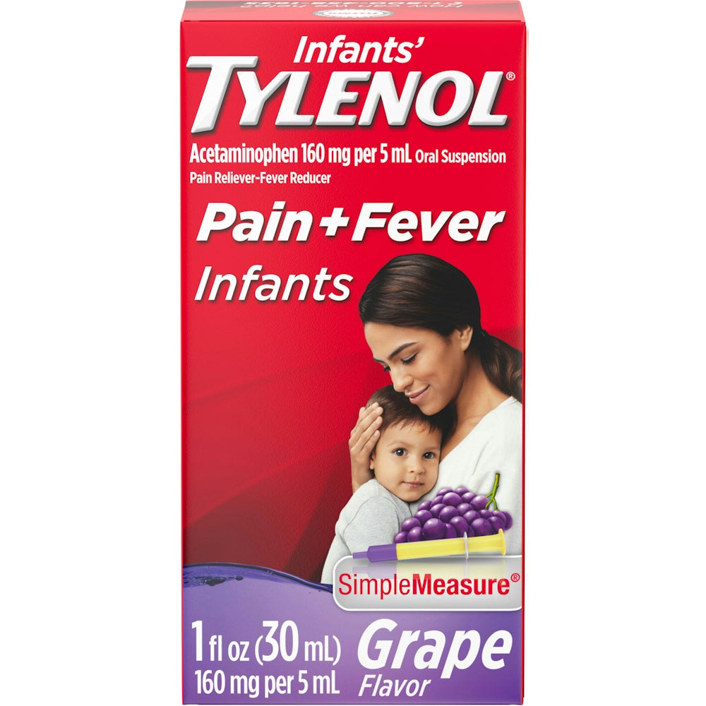 Tylenol para bebés, alivio del dolor y fiebre, sabor uva, 1 onza líquida