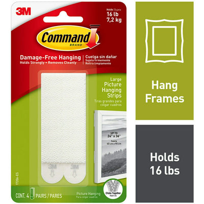 Command Large Picture Hanging Strips - 6 Pairs, Damage-Free, Holds 16 lbs