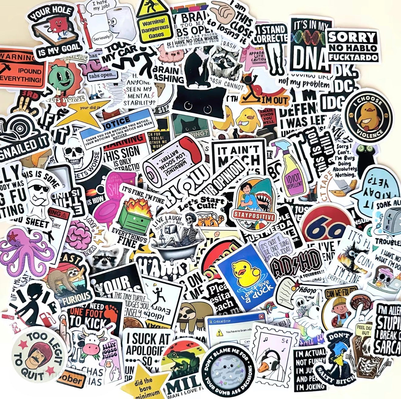 Paquete SnarkyStick de 130 PCS - Stickers de Humor Audaz