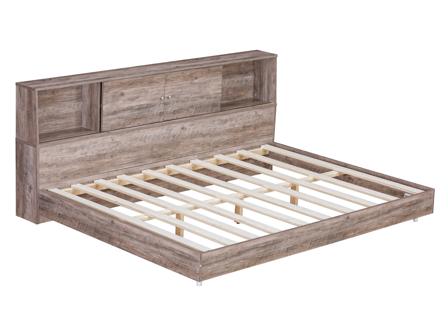 Full Size Daybed Frame with Storage Bookcases Wood Light Oak - Korvel