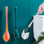 Non perforated wall mounted toilet brush with base, household dead corner cleaning silicone long handle - Korvel