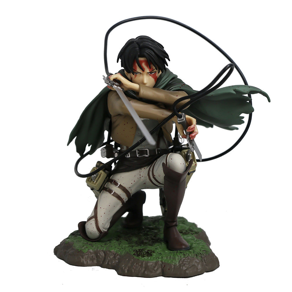 Attack on the giant army commander Liweier's figurine battle damage kneeling posture blood battle figurine anime model - Korvel