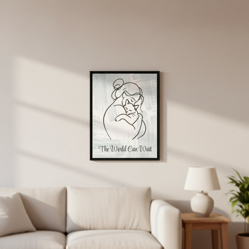 L'impression sur toile Chat Le Monde Peut Attendre