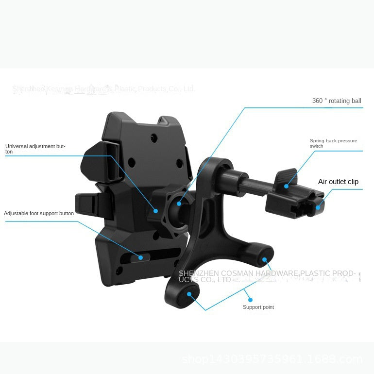 Long Rod Automatic Lock Car Phone Holder Telescopic Suction Cup Mount for Car Air Vent Lazy Live Streaming - Korvel