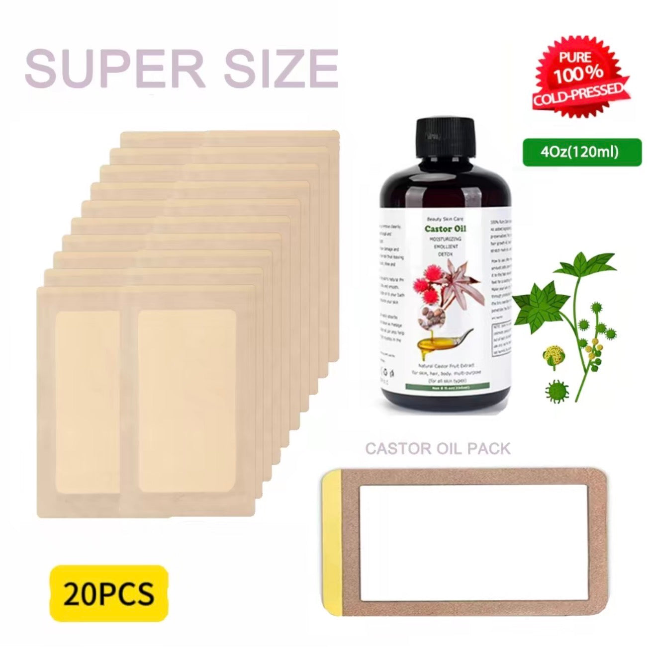 CastorWrap Organic Oil Pack for Comfortable Oil Therapy