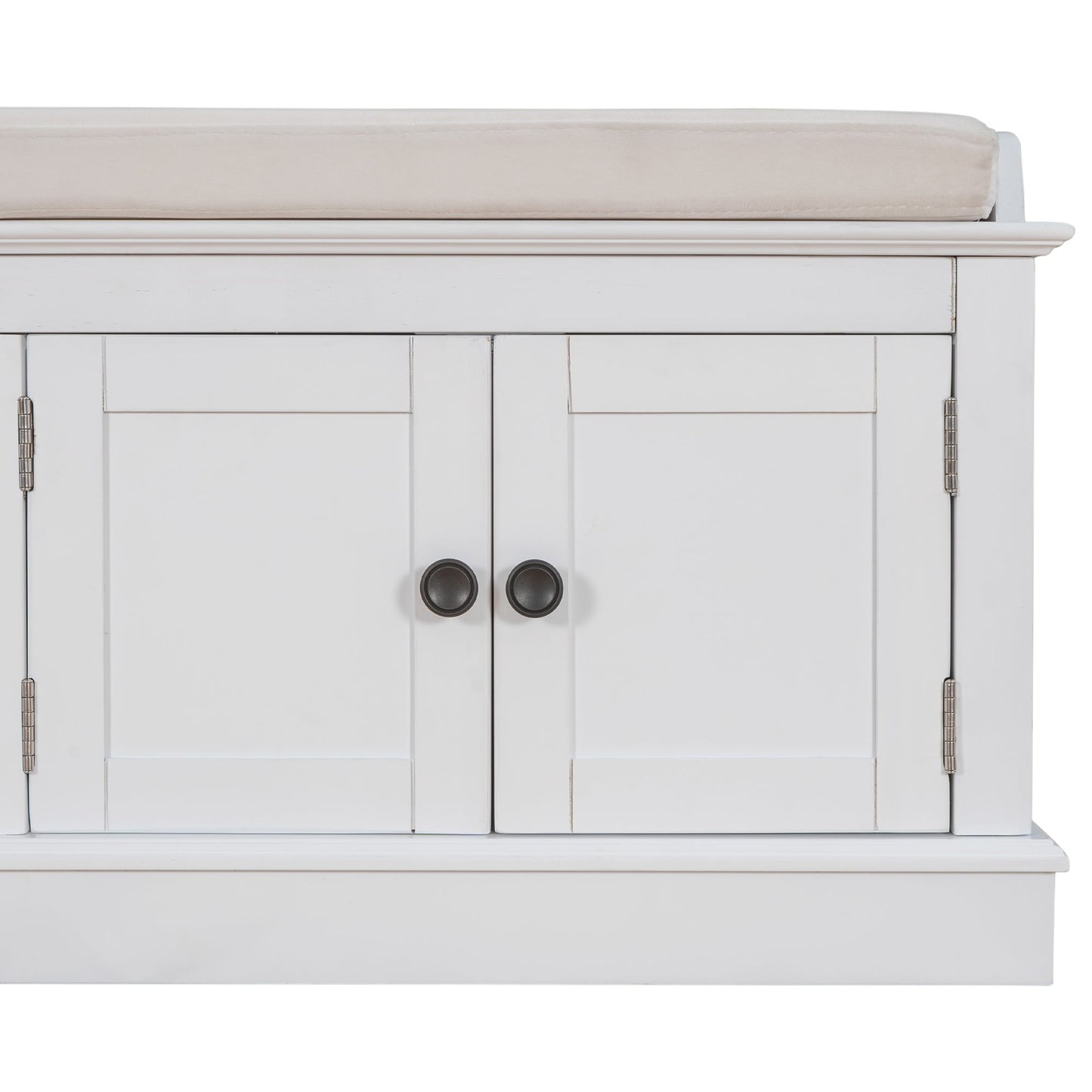 TREXM Storage Bench with Adjustable Doors and Padded Shoe Stand