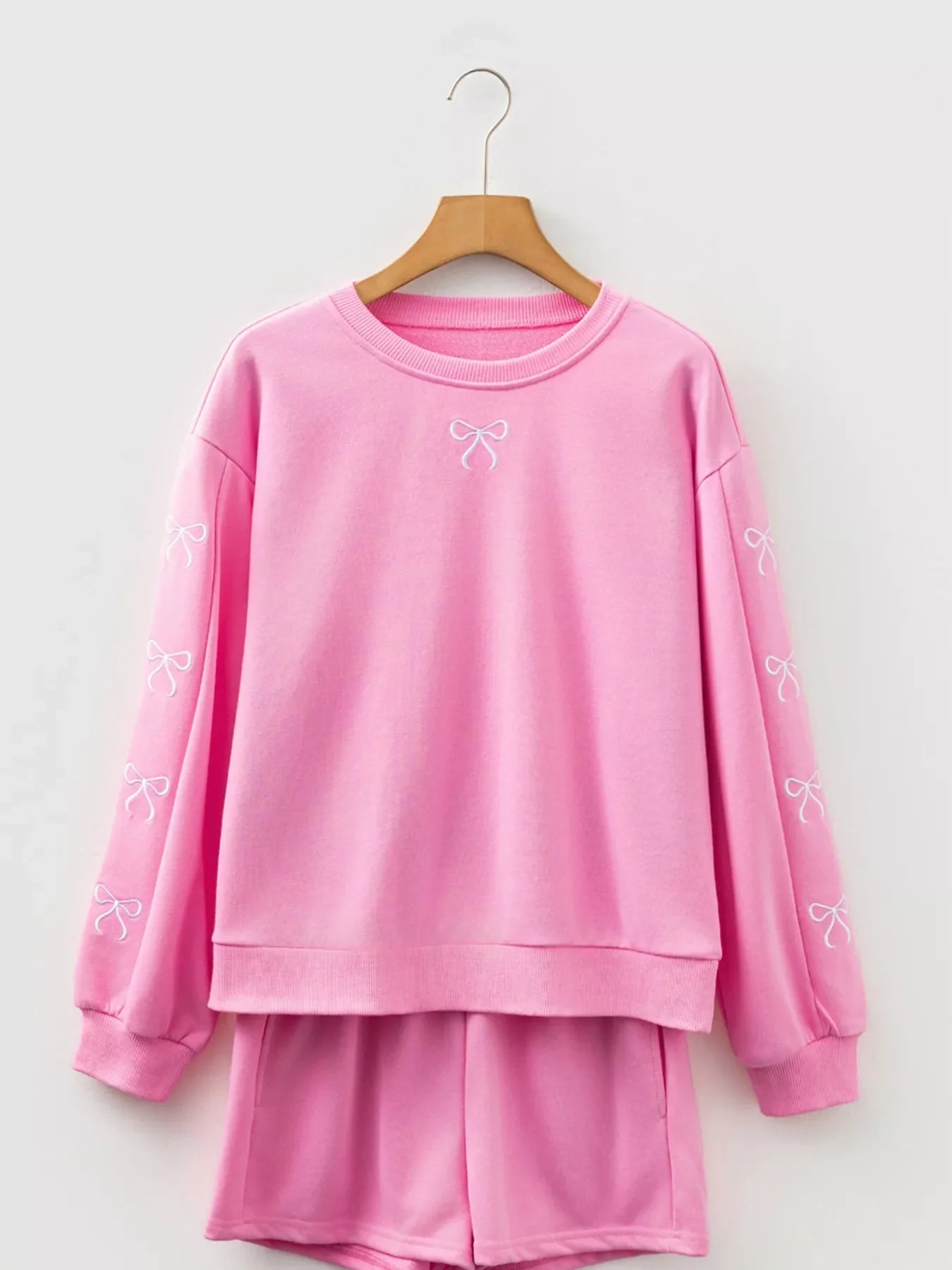 Ensemble Sweatshirt et Shorts avec Broderie en Nœud