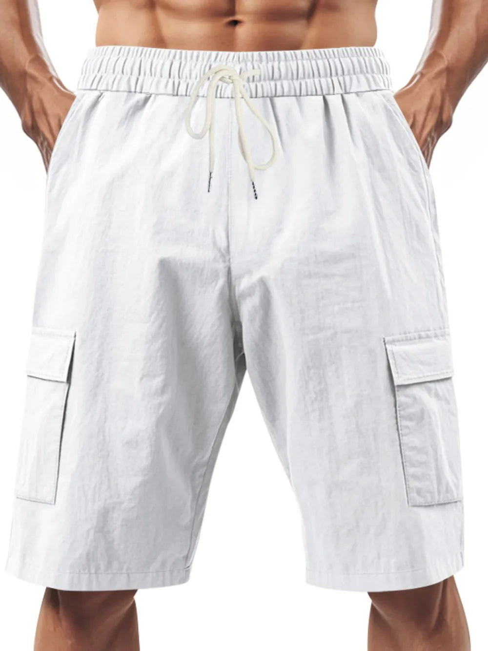 Men's Plus Size Cargo Shorts with Drawstring Waist
