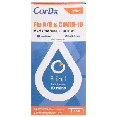 CorDx Tyfast Multiplex Rapid Test - Prueba Rápida Multiplex en Casa para Influenza A/B y COVID-19