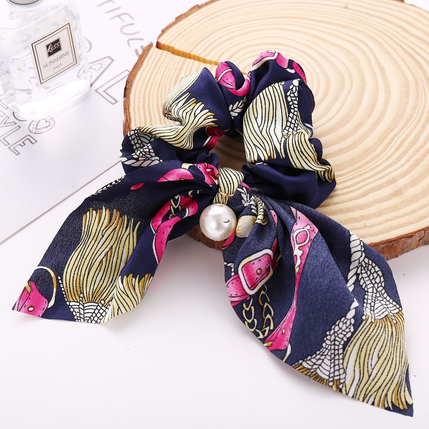 New Pearl Pendant Large Intestine Ring Hair Loop Women's Bundle Hair Knot Big Bow Knot Hair Rope - Korvel