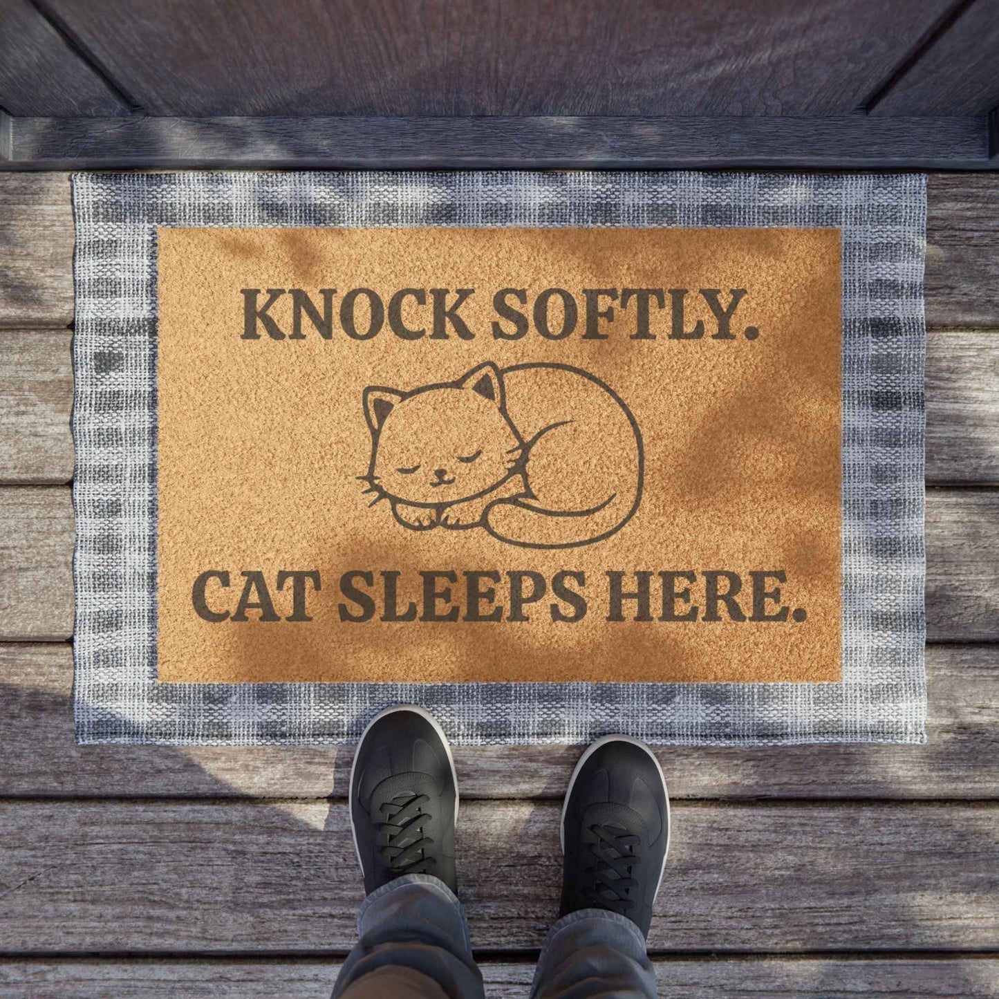 Felpudo Adorable para Amantes de los Gatos – Felpudo de Entrada Knock Softly