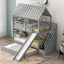 Lit superposé jumeau sur jumeau avec trundle et toboggan - Gris