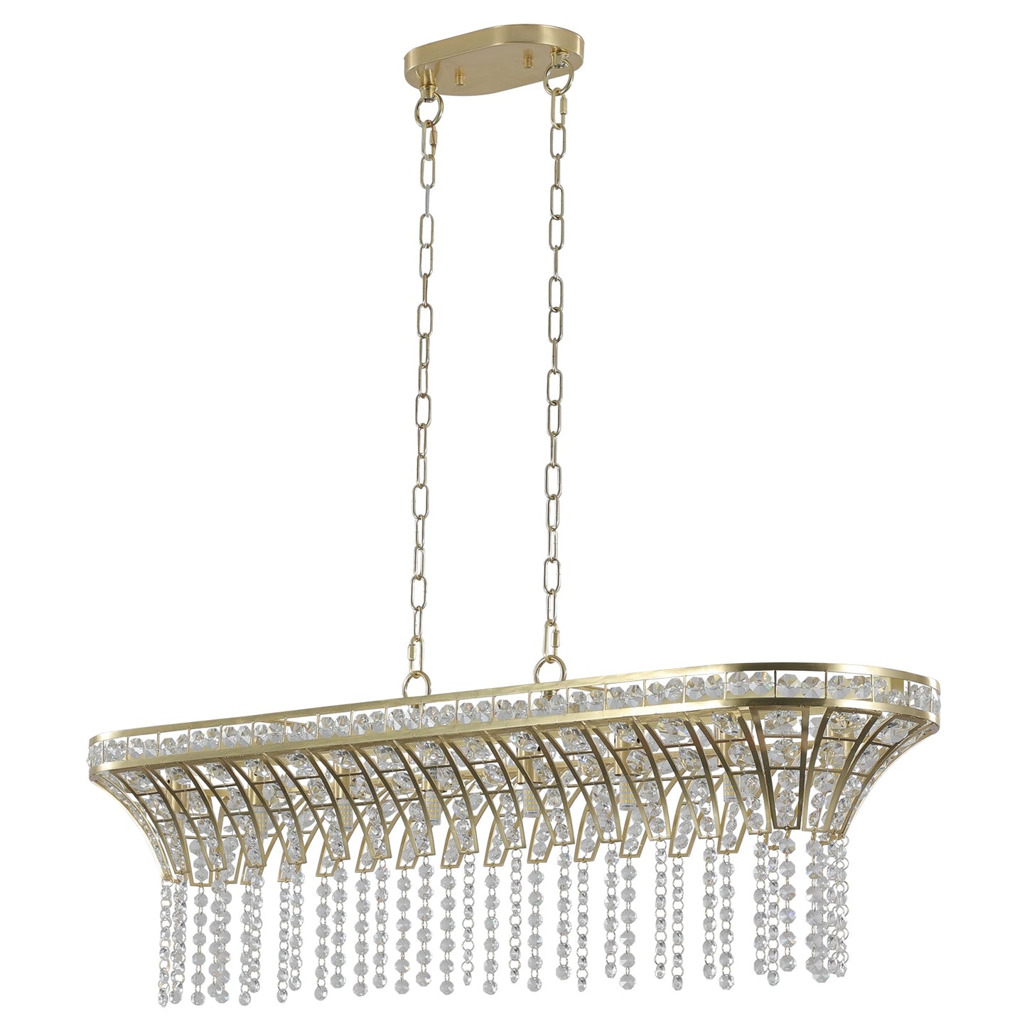 Modern Champagne Gold Kitchen Island Light - Oval Crystal ceiling chandelier - Korvel