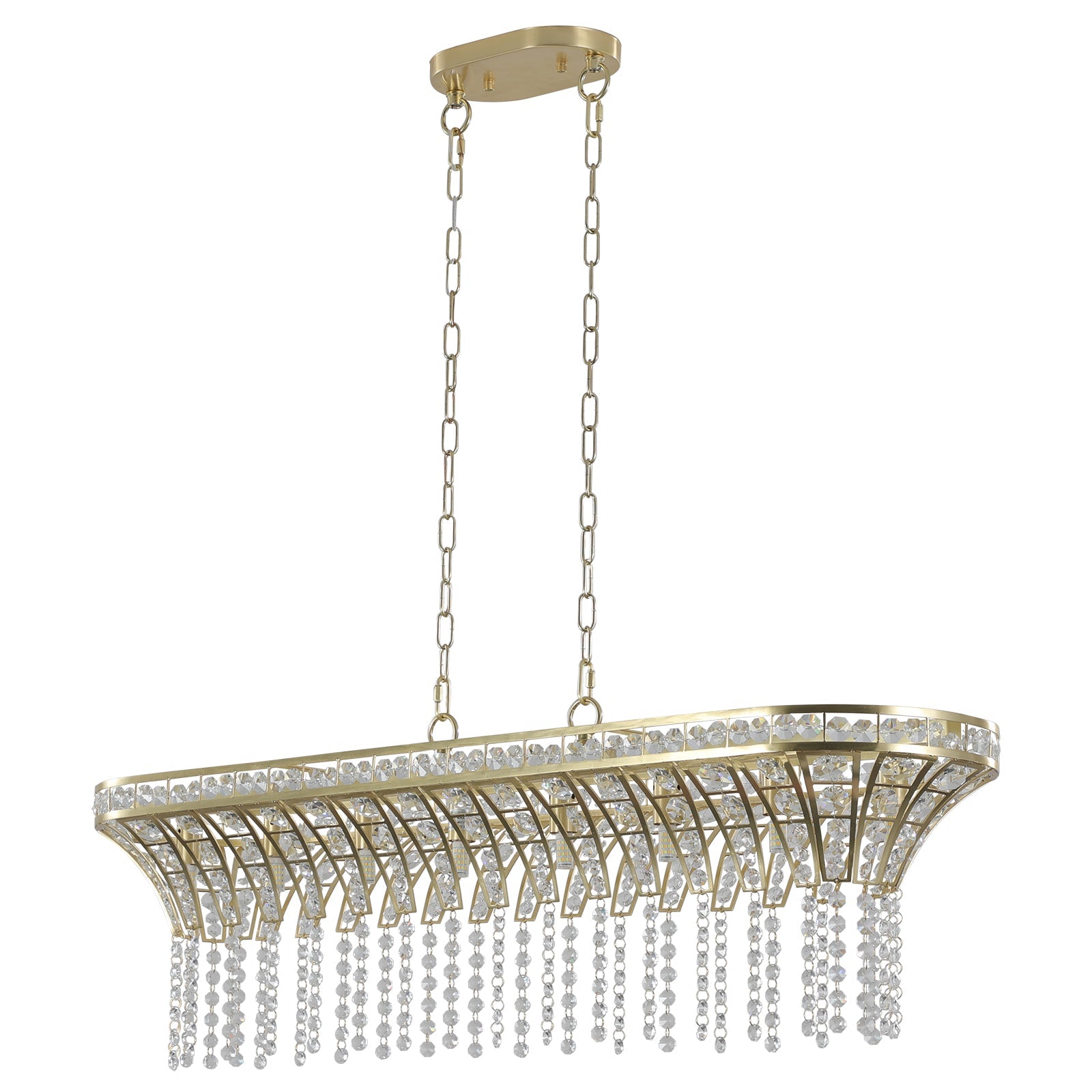 Modern Champagne Gold Kitchen Island Light - Oval Crystal ceiling chandelier - Korvel