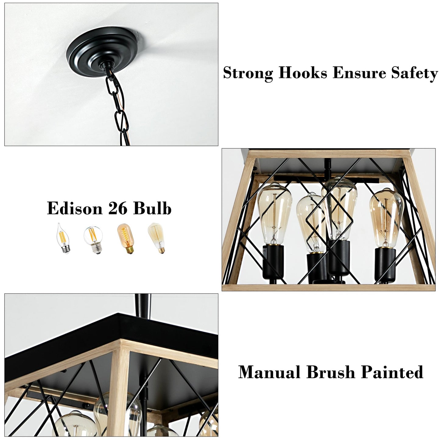 4-Light Farmhouse Chandeliers For Dining Room (No Bulbs) - Korvel