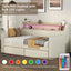 Twin Size Daybed with Storage Drawers, Upholstered Daybed with Charging Station and LED Lights, Beige - Korvel