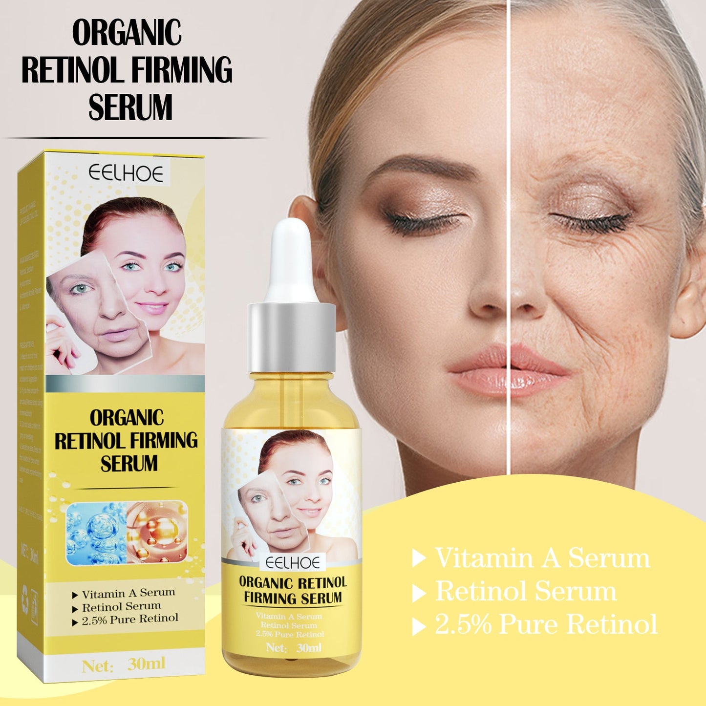 Sérum raffermissant au rétinol premium pour une peau jeune