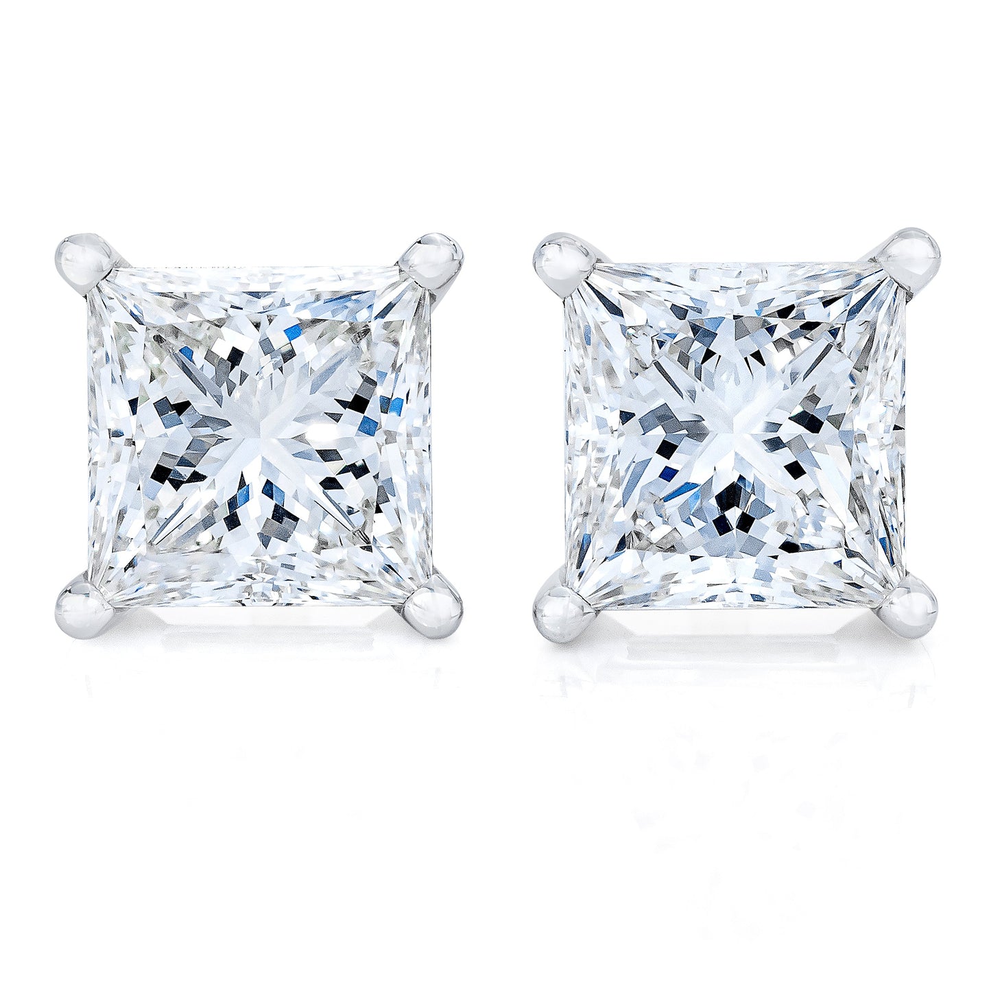 Boucles d'oreilles en diamant serties AGS en or blanc 18K 1,0 Cttw