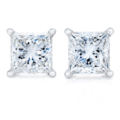 Pendientes de diamantes de 1.0 Cttw en oro blanco de 18K certificados por AGS