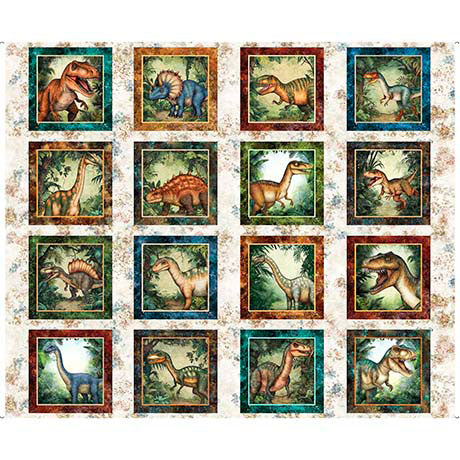 Sand Savage Kingdom Dinosaur Picture Patches Cotton Fabric