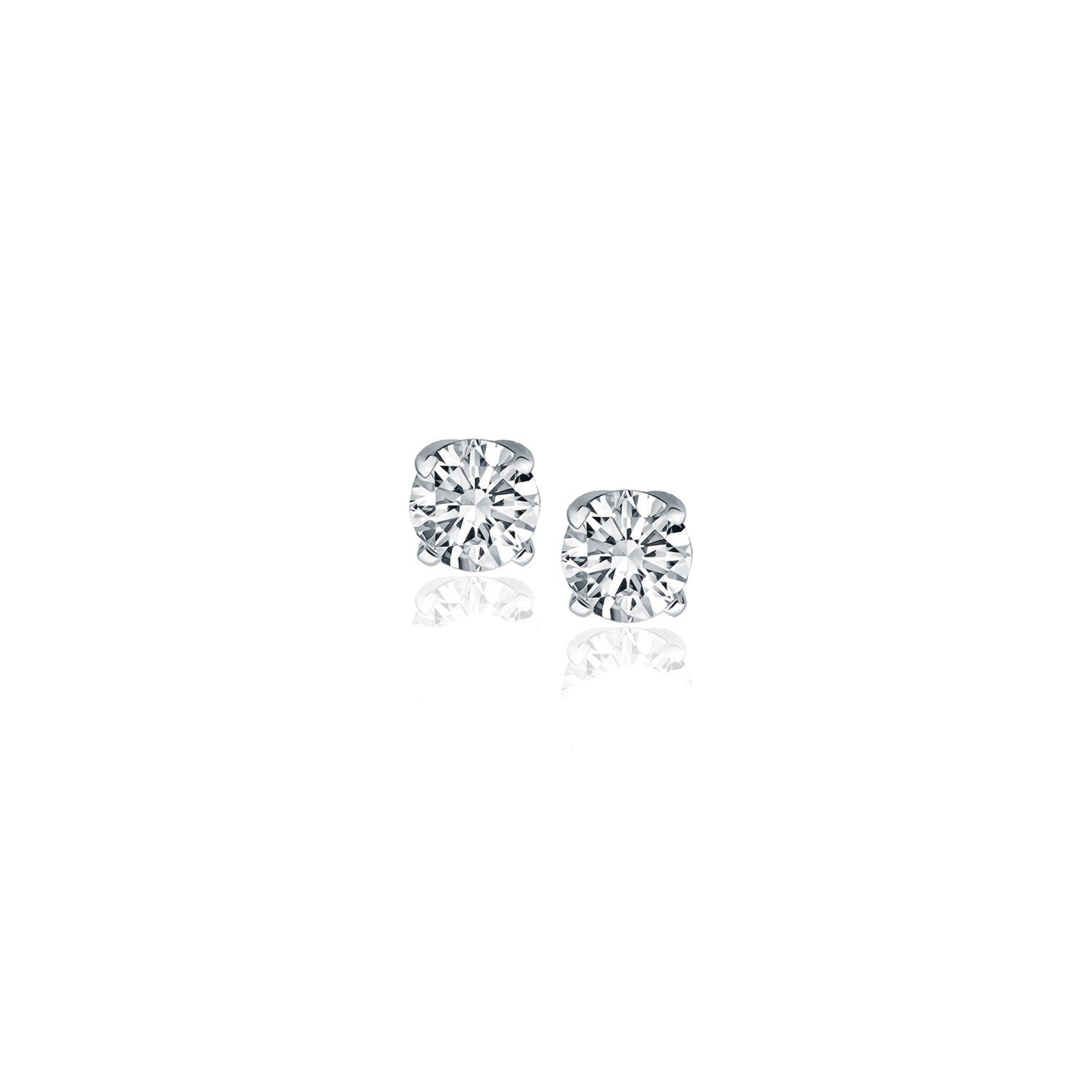 Pendientes de diamantes de cuatro garras en oro blanco de 14k