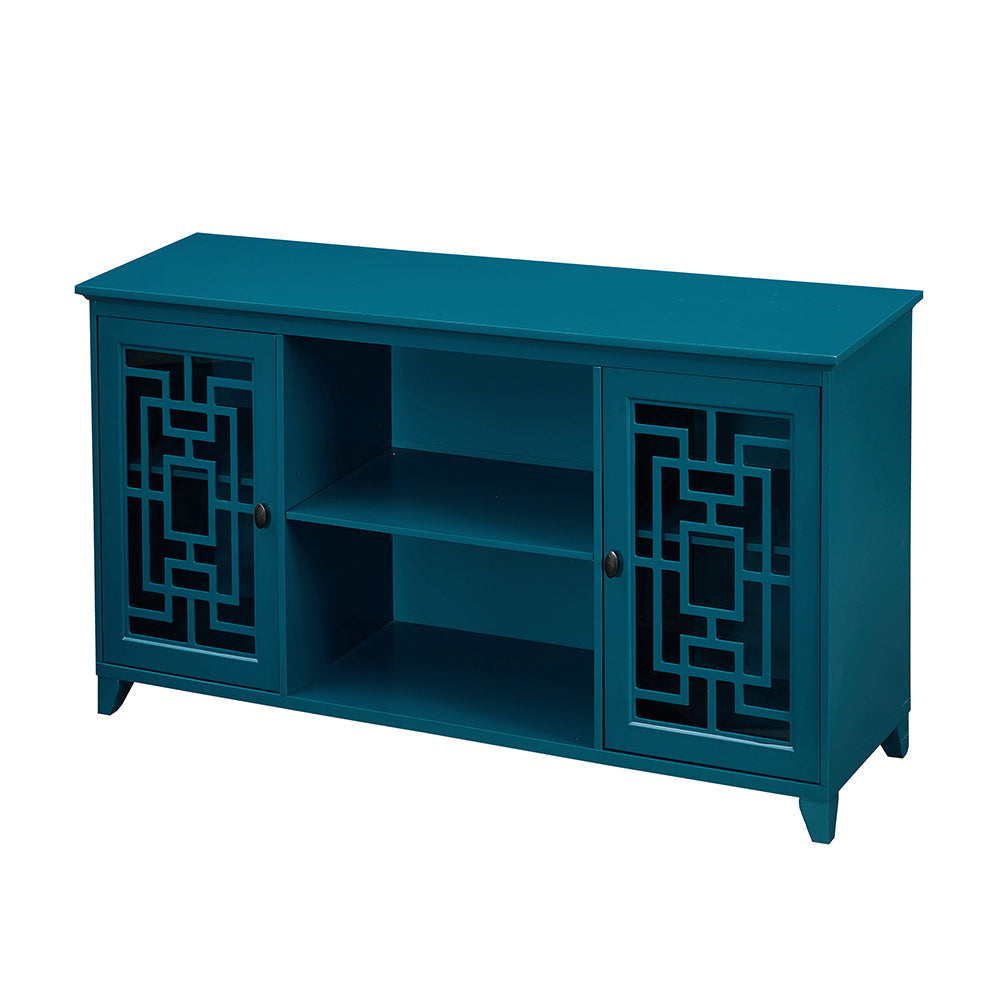 60" Teal Blue Sideboard Buffet Table & Storage Cabinet